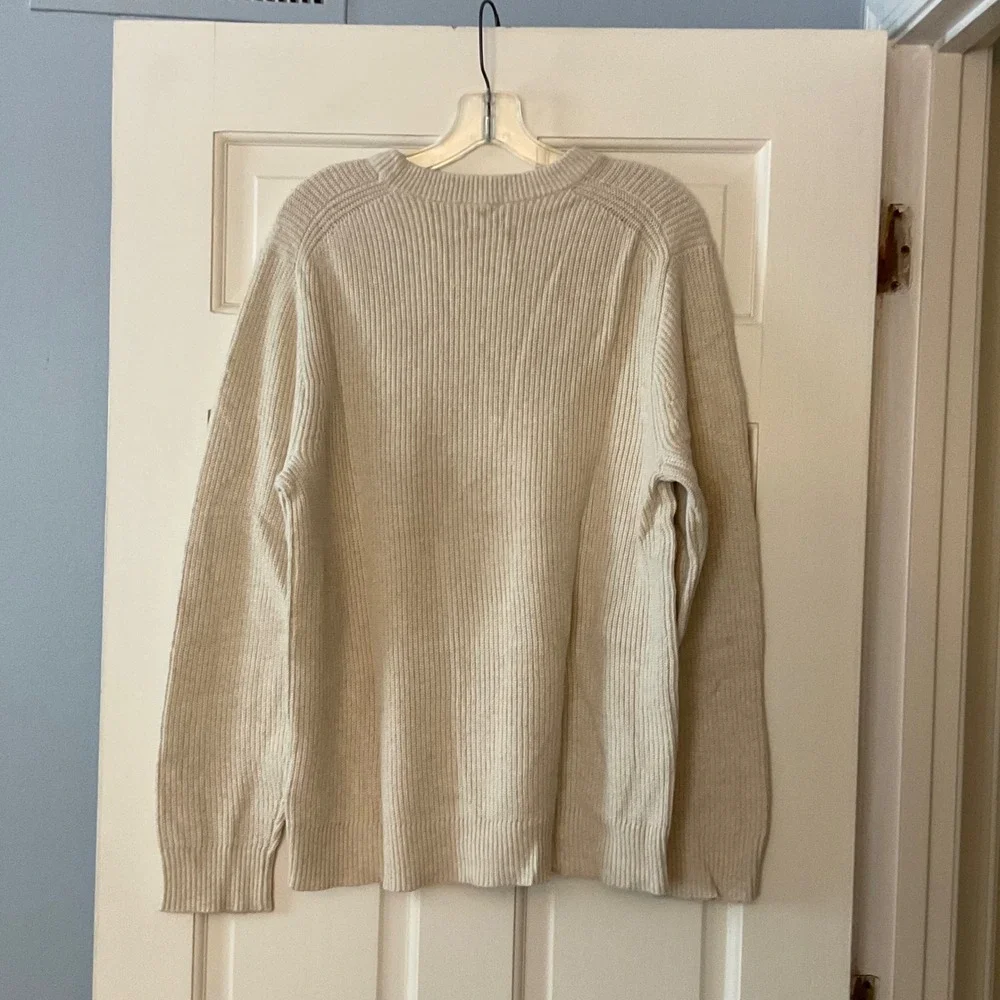J.Crew Shaker-stitch crewneck sweater Fisherman heather oatmeal men's medium NWT